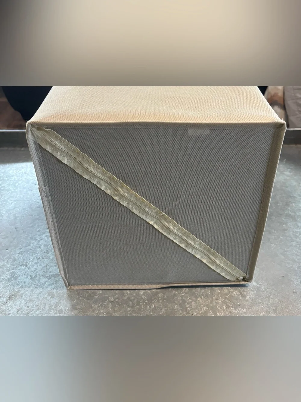 Neutral Beige Fabric Storage Bin with Metal Handle